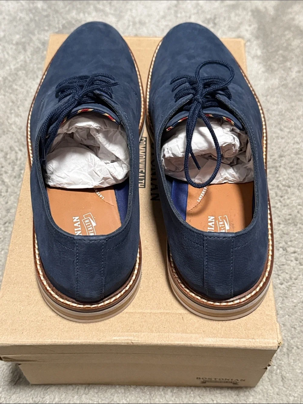 New Bostonian Commonwealth Dezmin Plain Toe Shoes Size 12 Dark Navy Blue
